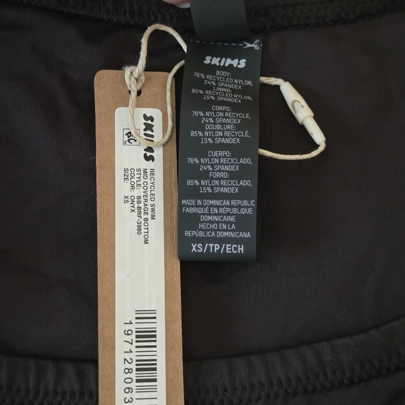 Skims Signature Swim MID WAIST BOTTOM Bikini Panty Onyx Black XSmall NWT - Picture 2 of 3